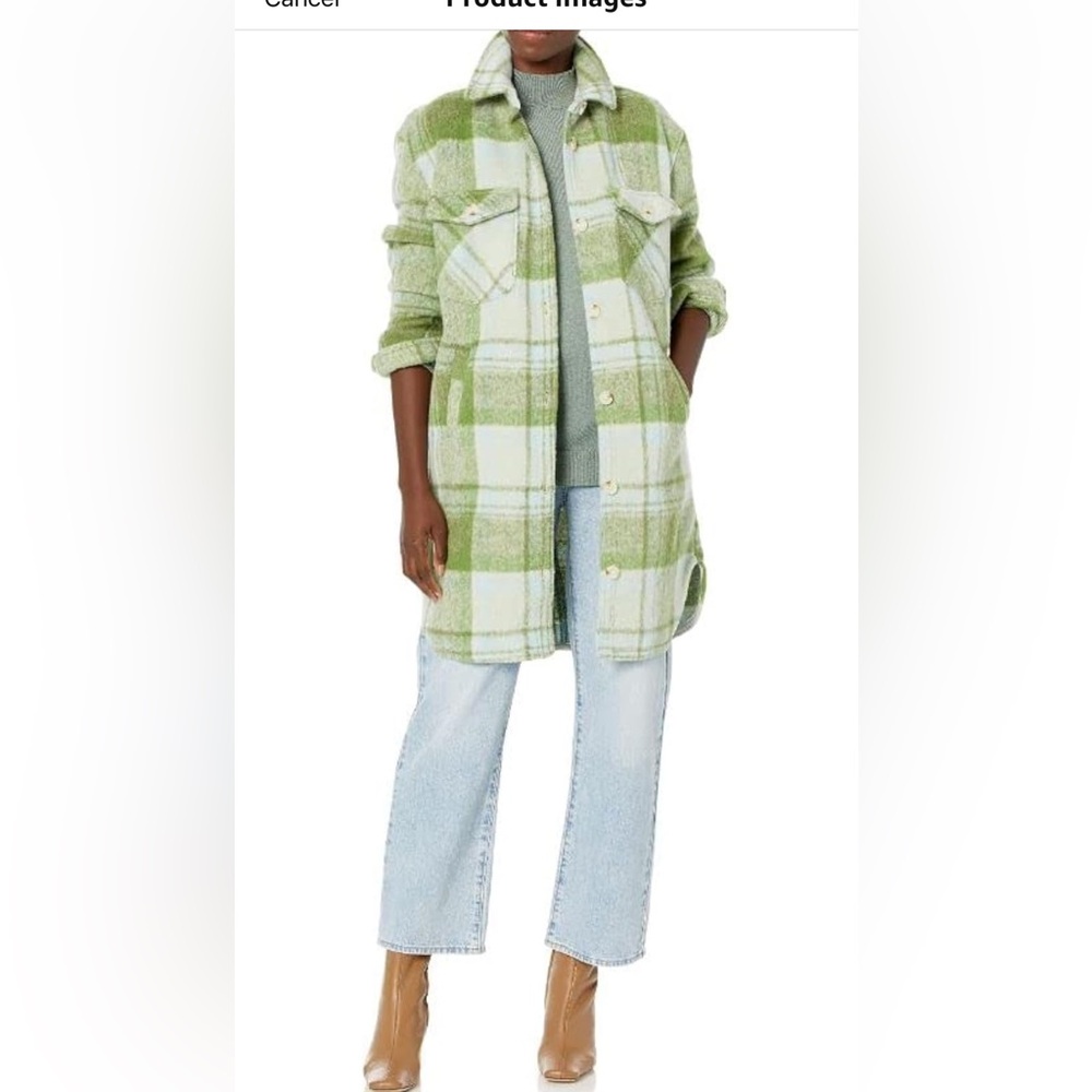 Blank NYC Shacket Lucky Charm Mint Green Plaid Women's Jacket size Small